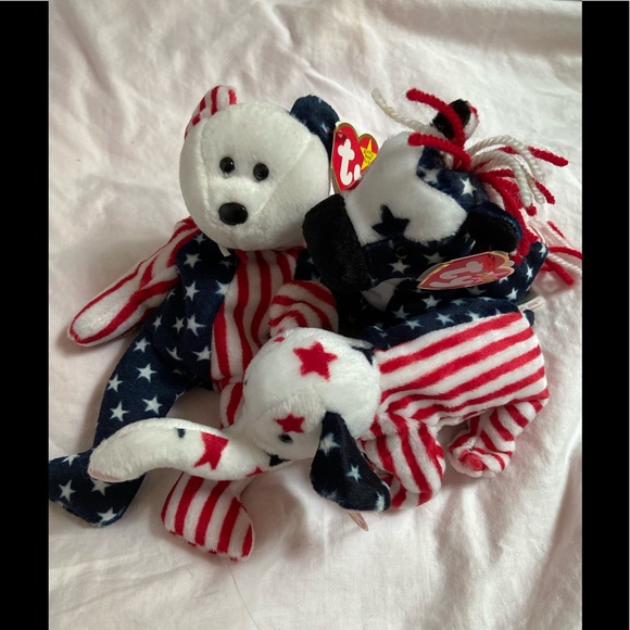 elephant beanie baby with american flag